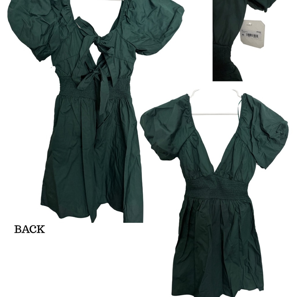 NWT Altar'd State Forest Green Puff Sleeve Mini Dress